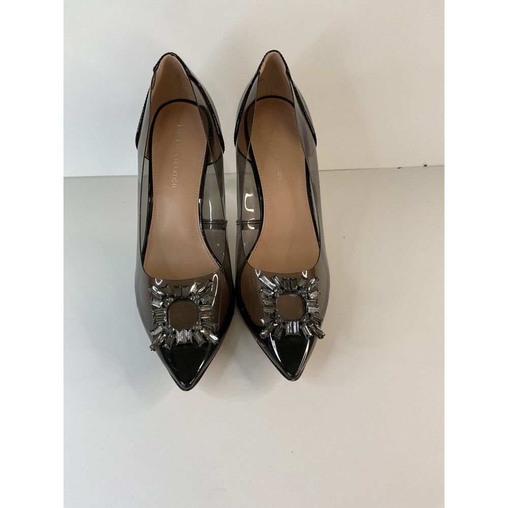 BCBGeneration Black/Clear Pointed Toe Rhinestone Stiletto Pumps Women Size 6